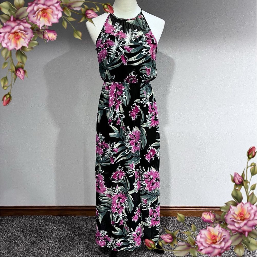 Floral halter sleeveless dress